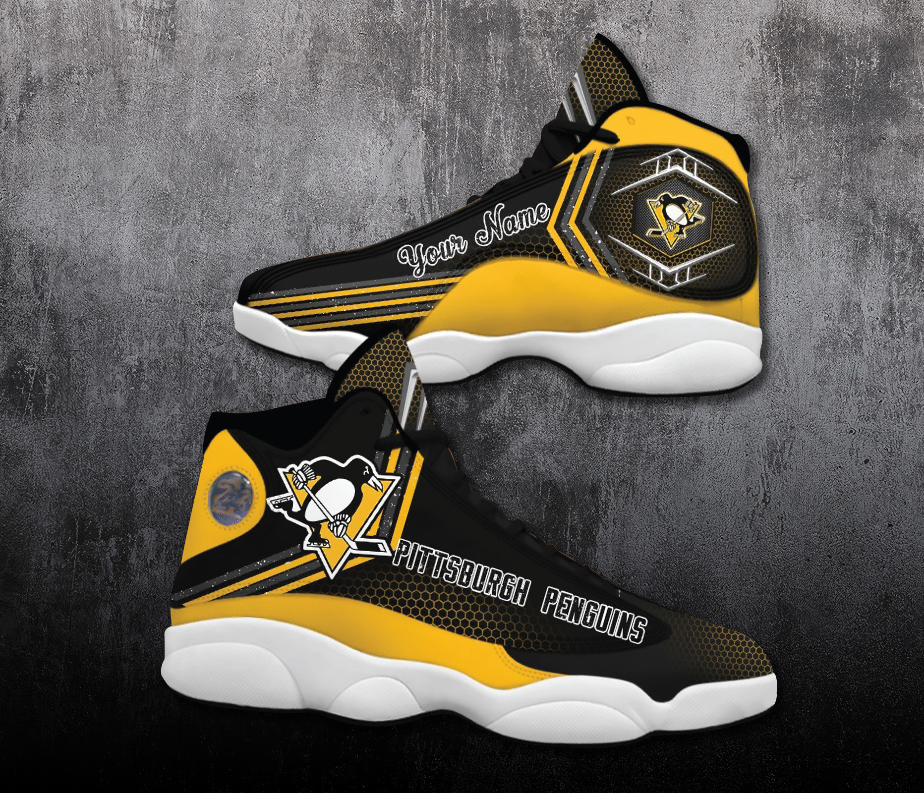 Pittsburgh Penguins Air Jordan 13 Custom Name Personalized Shoes