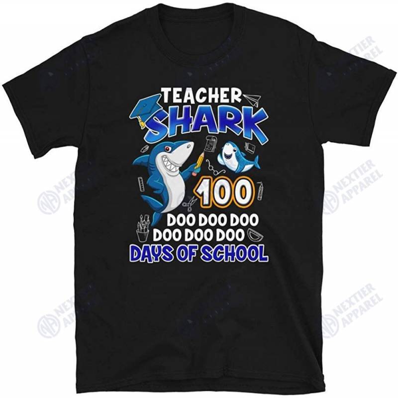 Teacher Shark 100 Doo Doo Days Of School Funny Unisex T-shirt