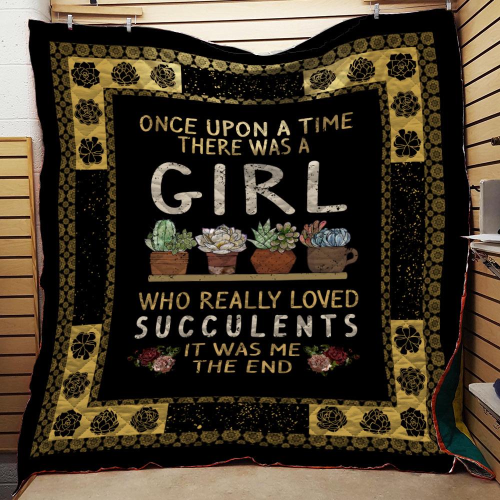 Succulent Girl Quilt Blanket