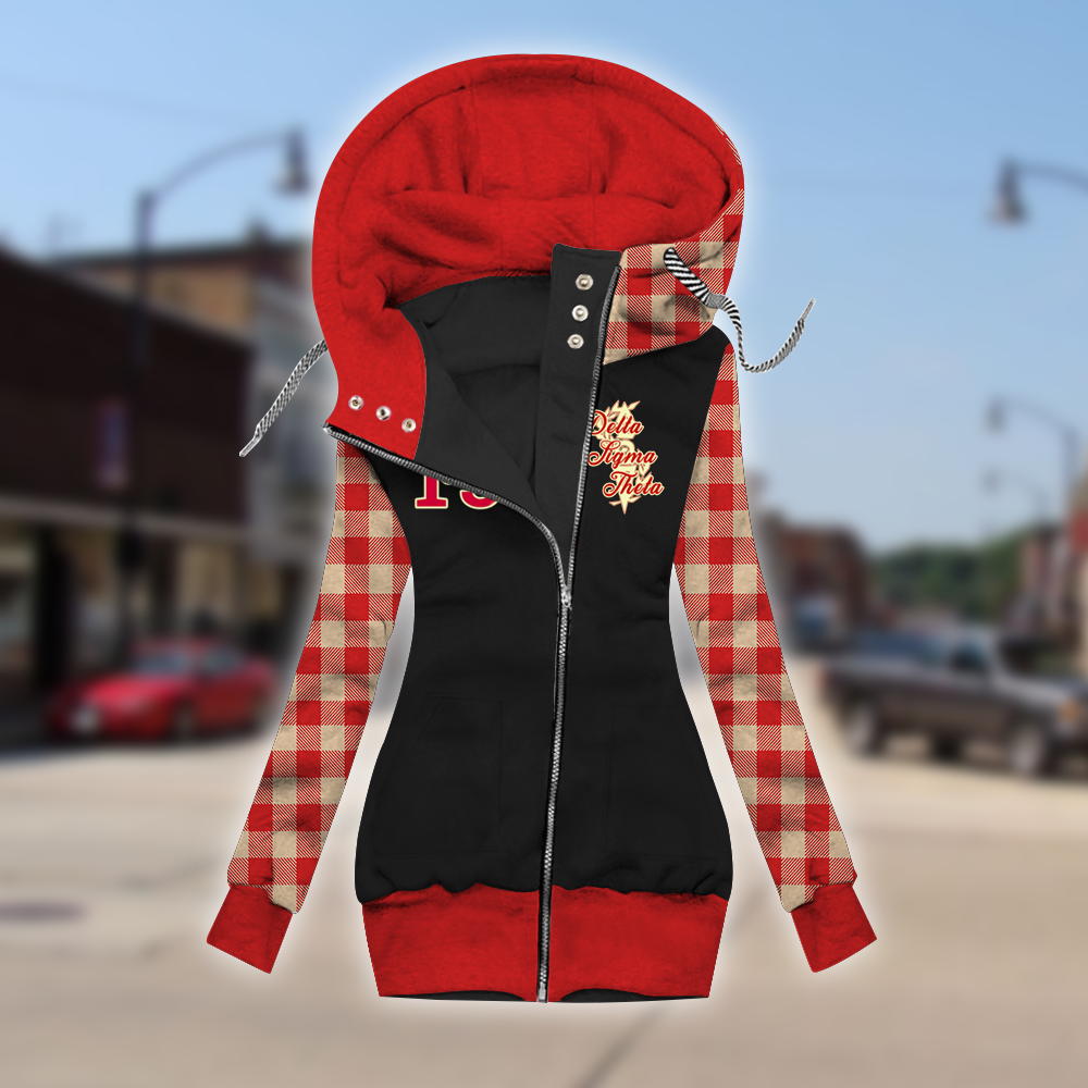 Delta Sigma Theta Fleece Sleeve Zipper Hoodie Outerwear 8