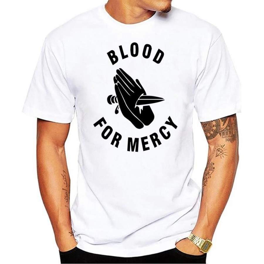 Shirts Homme Novelty Tshirt Men Men’s Yellow Claw Blood For Mercy Hands Cotton Short Sleeve T Shirts Cartoon Hip Hop Shirt