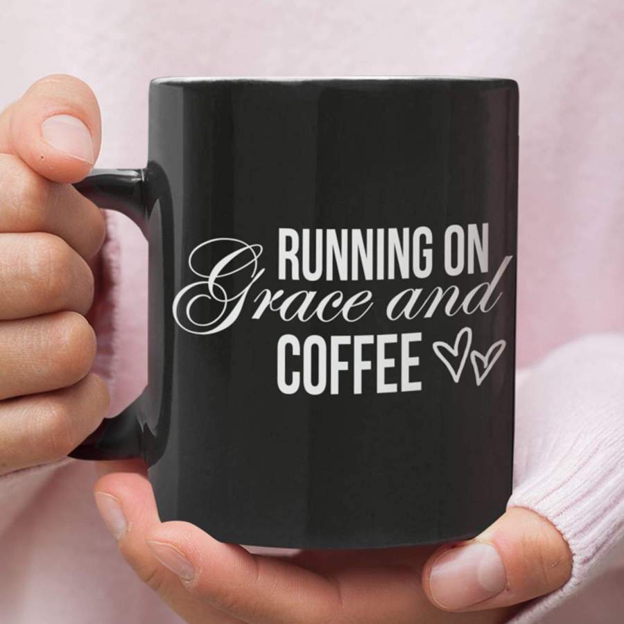 Running on Grace and Coffee coffee mug