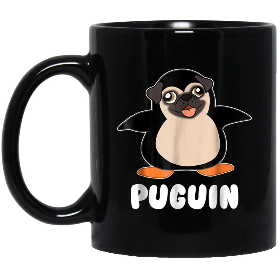 Funny Puguin  is mashup penguin with cute pug in a 11 oz 15 oz Mug