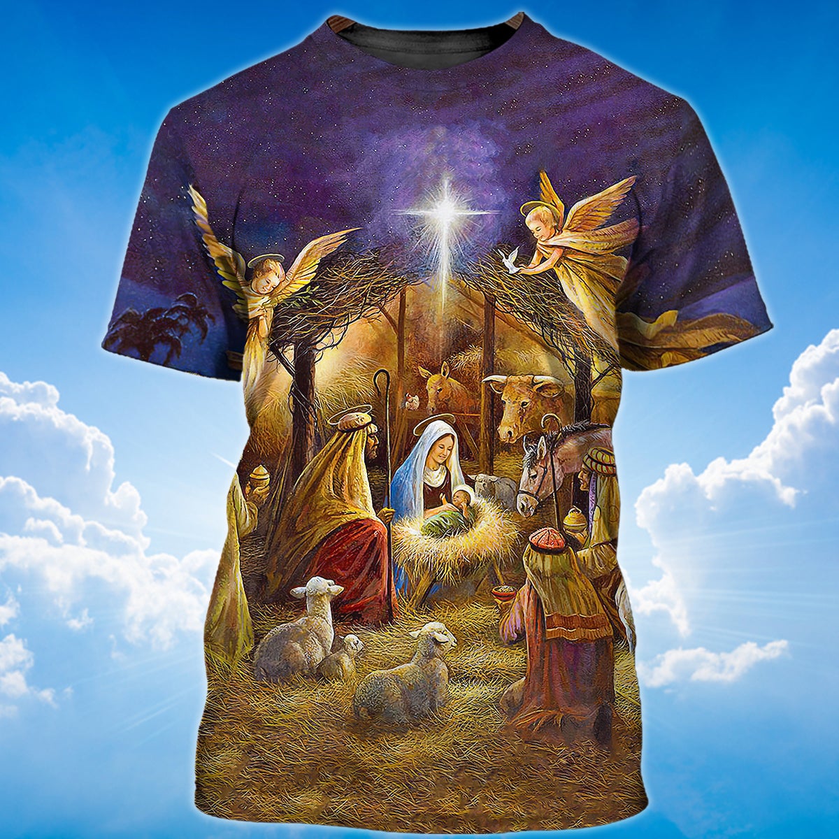 When God Was Born T Shirt 3D God Shirt For Noel Christmas