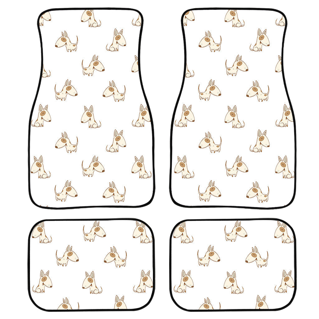 Cartoon Bull Terrier Pattern Print Front And Back Car Floor Mats, Front Car Mat