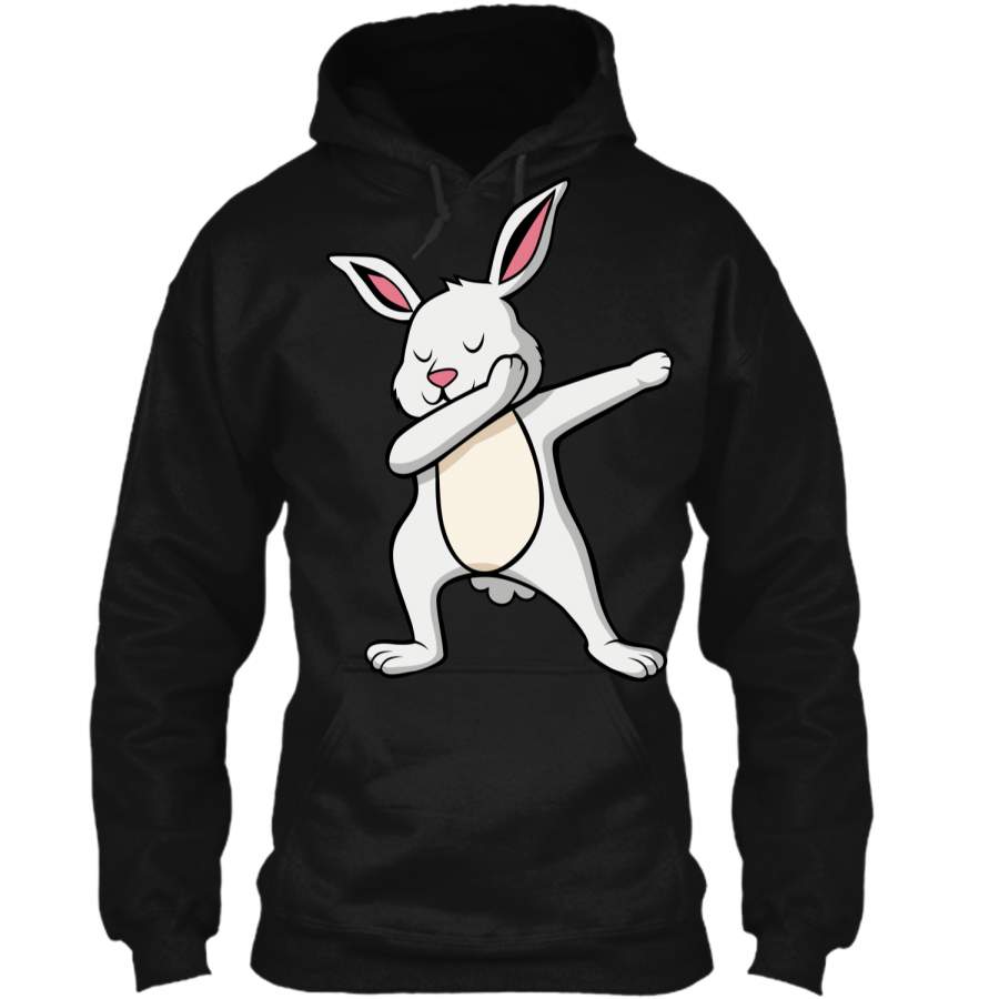 Dabbing Easter Bunny Shirts For Boys and Girls White Rabbit Pullover Hoodie 8 oz