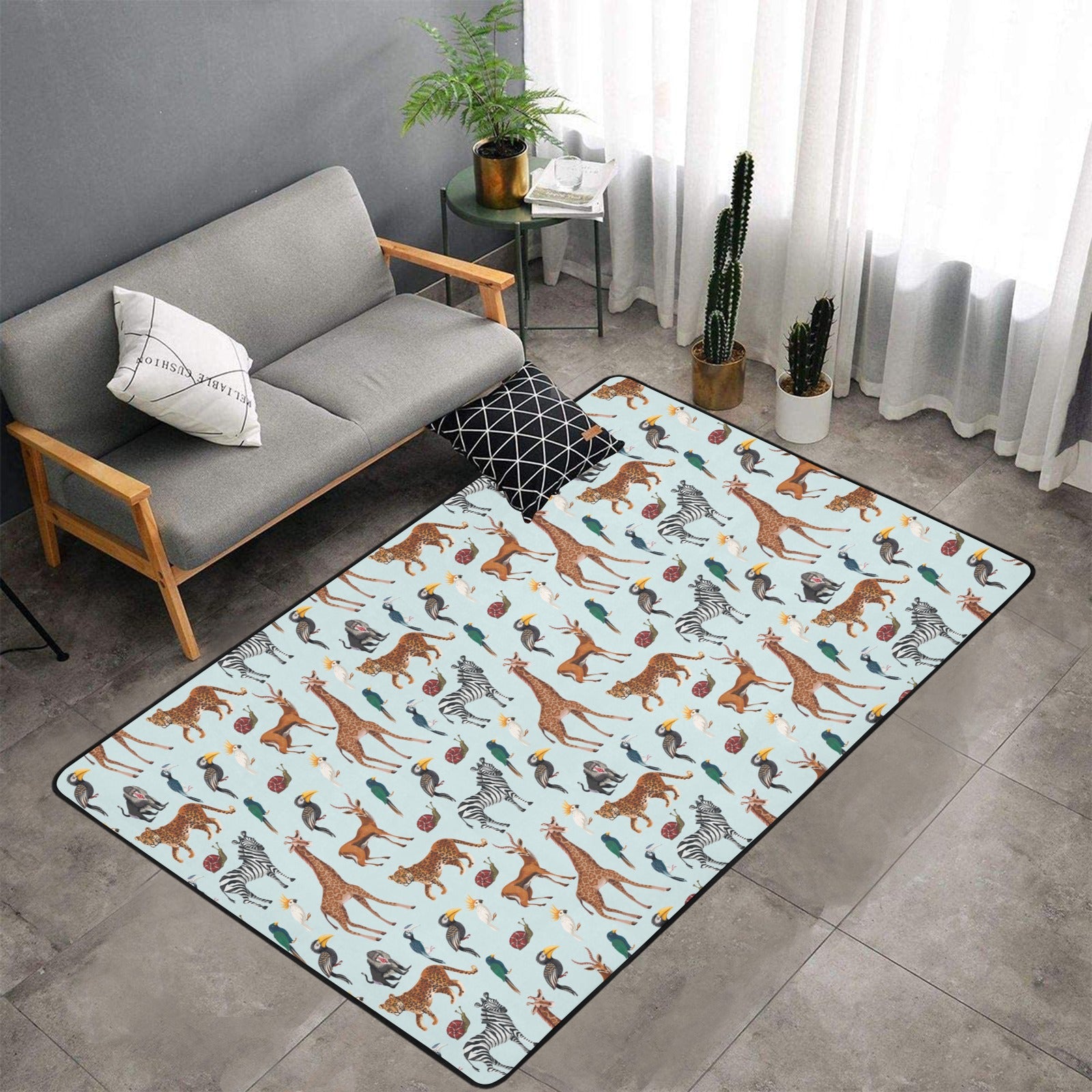 Safari Animal Print Design Lks306 Area Rug 7’X5’