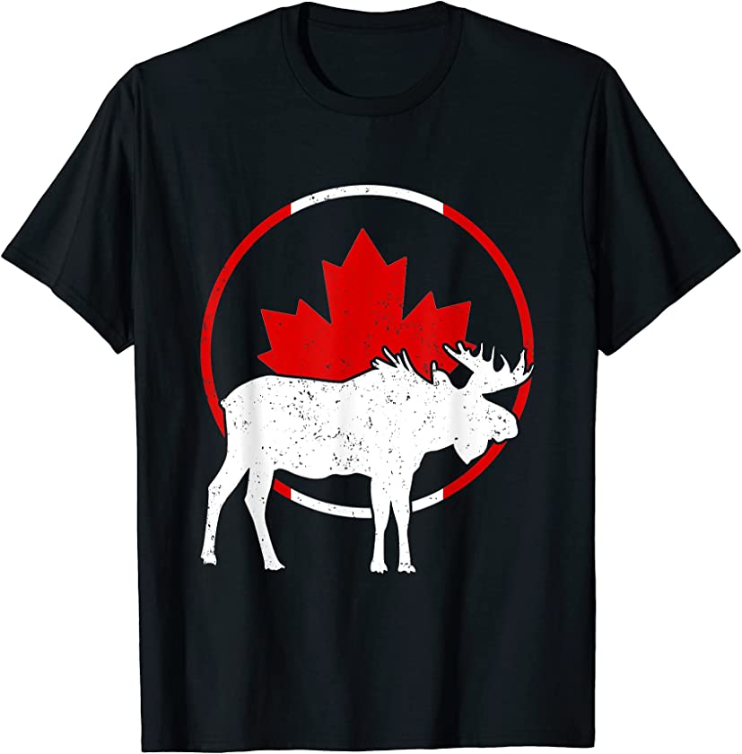 Animal Moose Canadian Flag Maple Leaf Canada T-Shirt