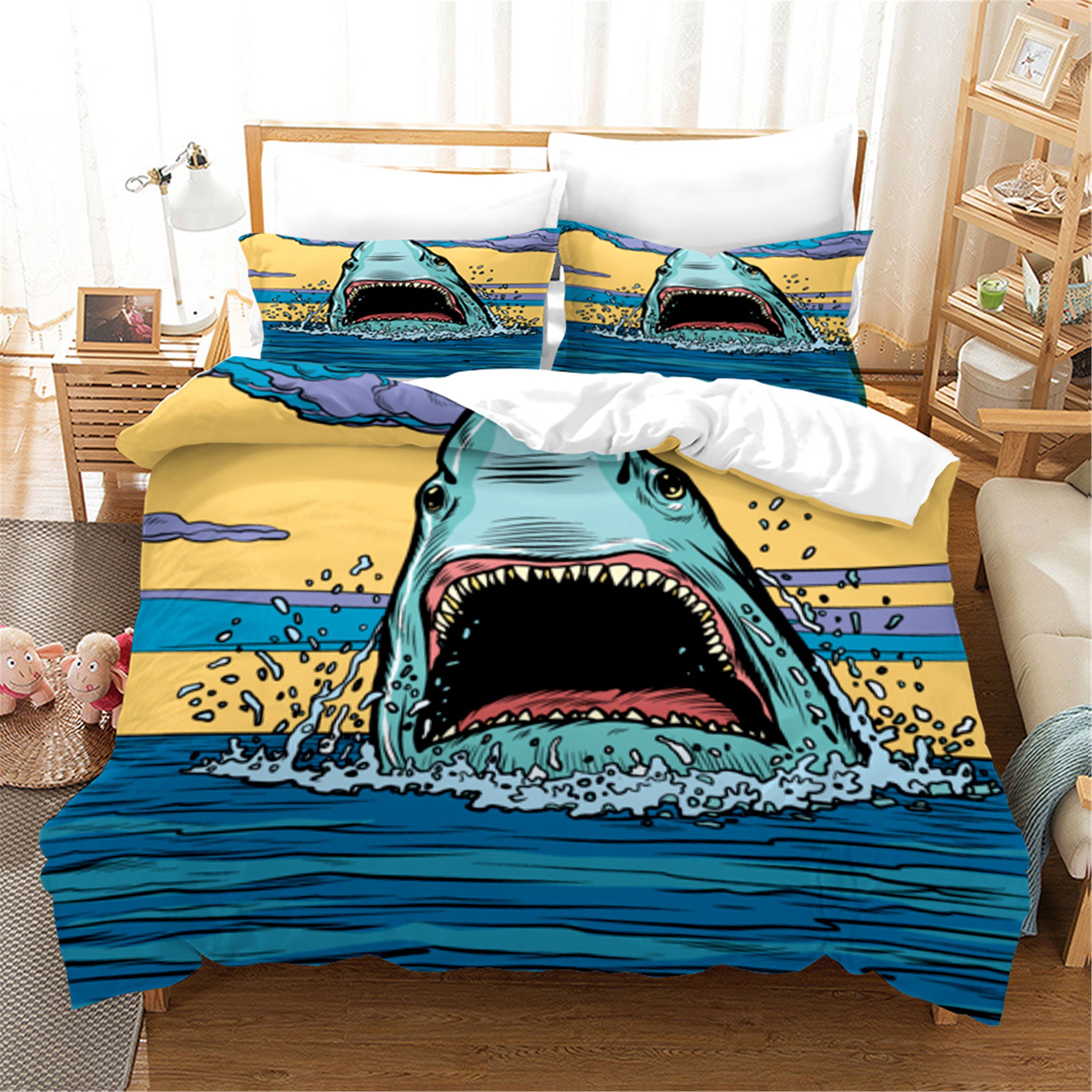 3D Cartoon Sea Shark Animal Quilt Cover Set Bedding Set Duvet Cover Pillowcases 44