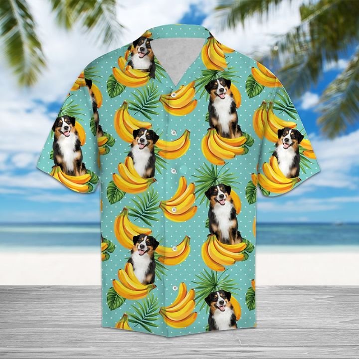 Tropical Banana Miniature Australian Shepherd Hawaiian Shirt Summer Button Up For Men, Women, Couple