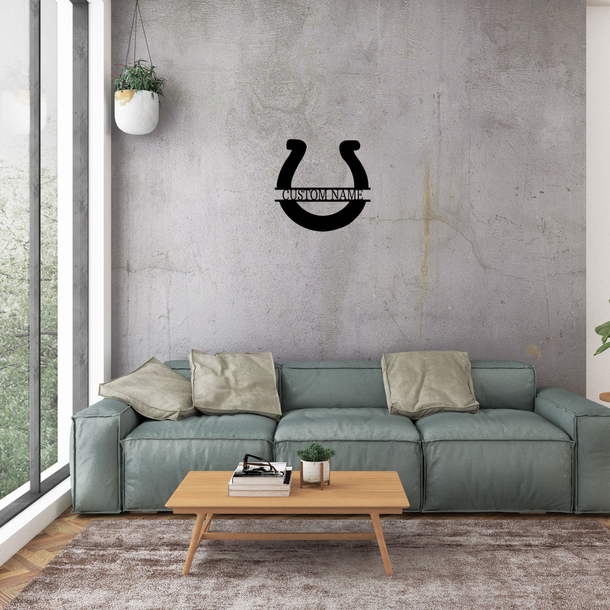 Simple Horseshoe Monogram Personalized Indoor Outdoor Steel Wall Sign   B9cf2c8119e4160612d38f679a7b8ee1 