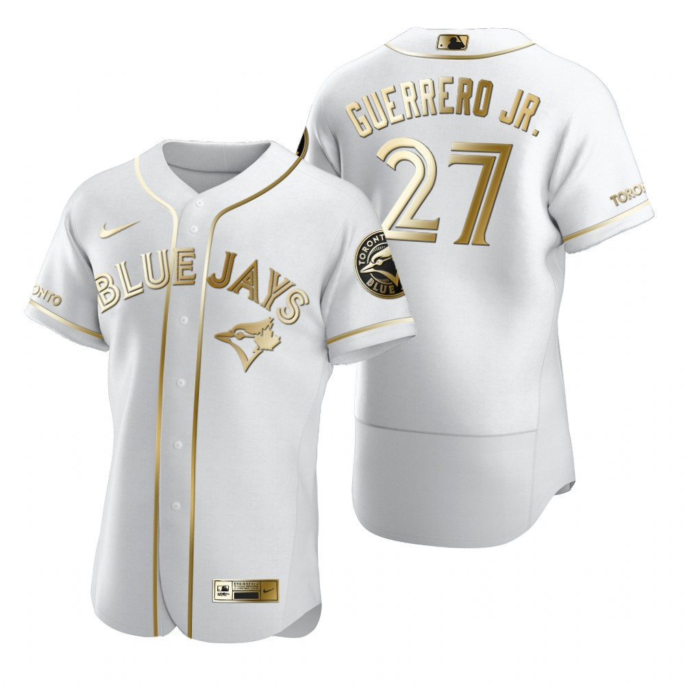 Toronto Blue Jays #27 Vladimir Guerrero MLB Golden Brandedition White Jersey Gift For Blue Jays Fans