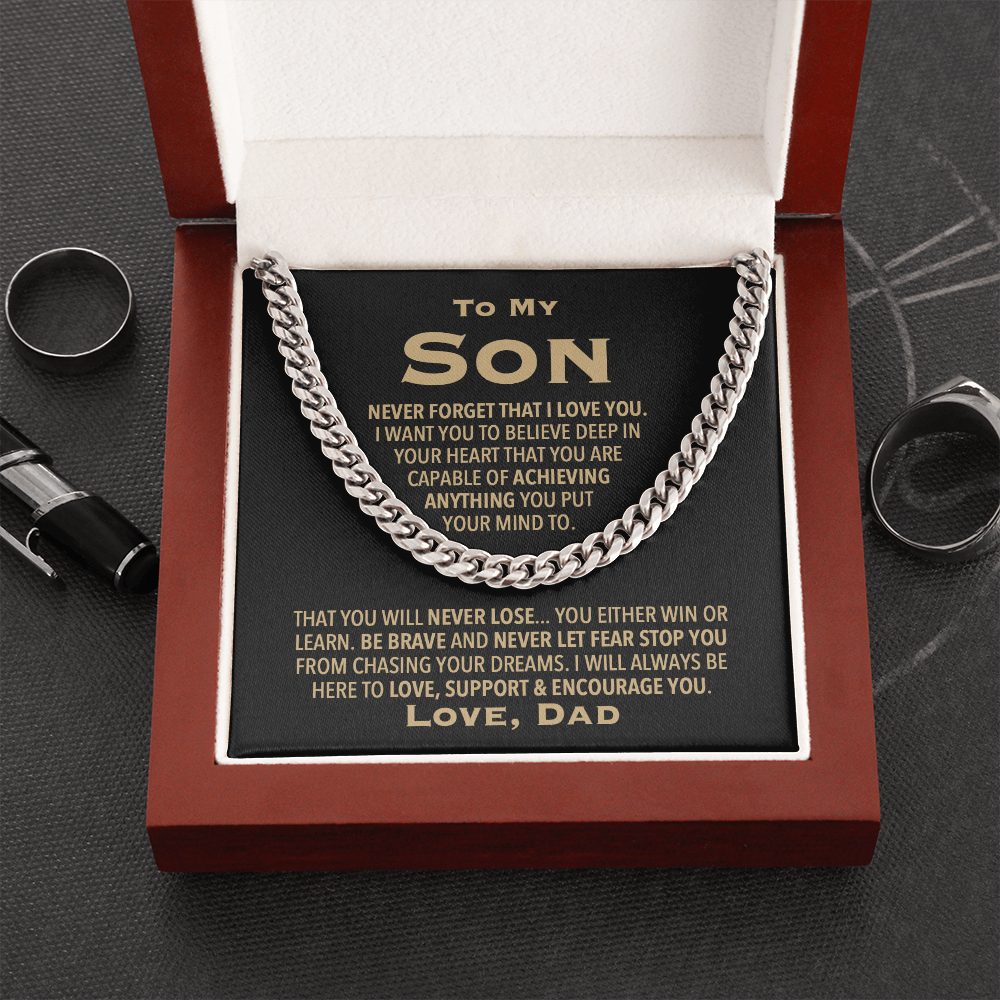 To My Son Necklace, Cuban Link Chain Necklace For Son, Gift For Son From Dad, Son Necklace