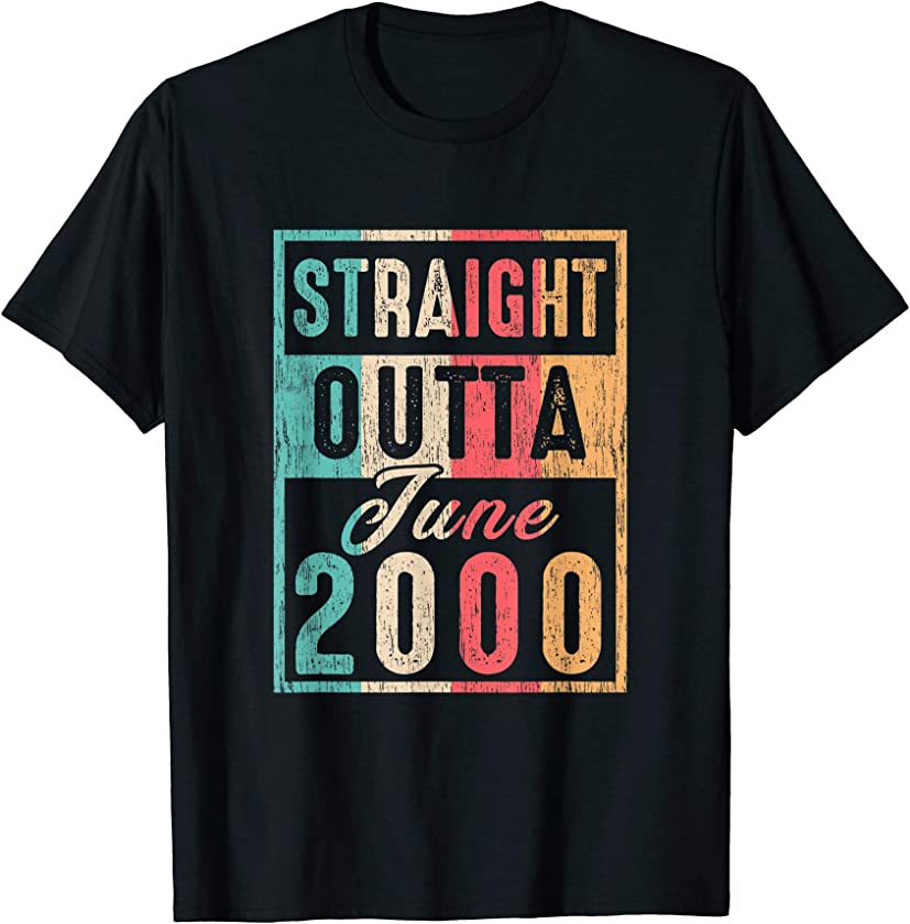 Vintage Straight Outta June 2000 Retro 20th Birthday T-Shirt