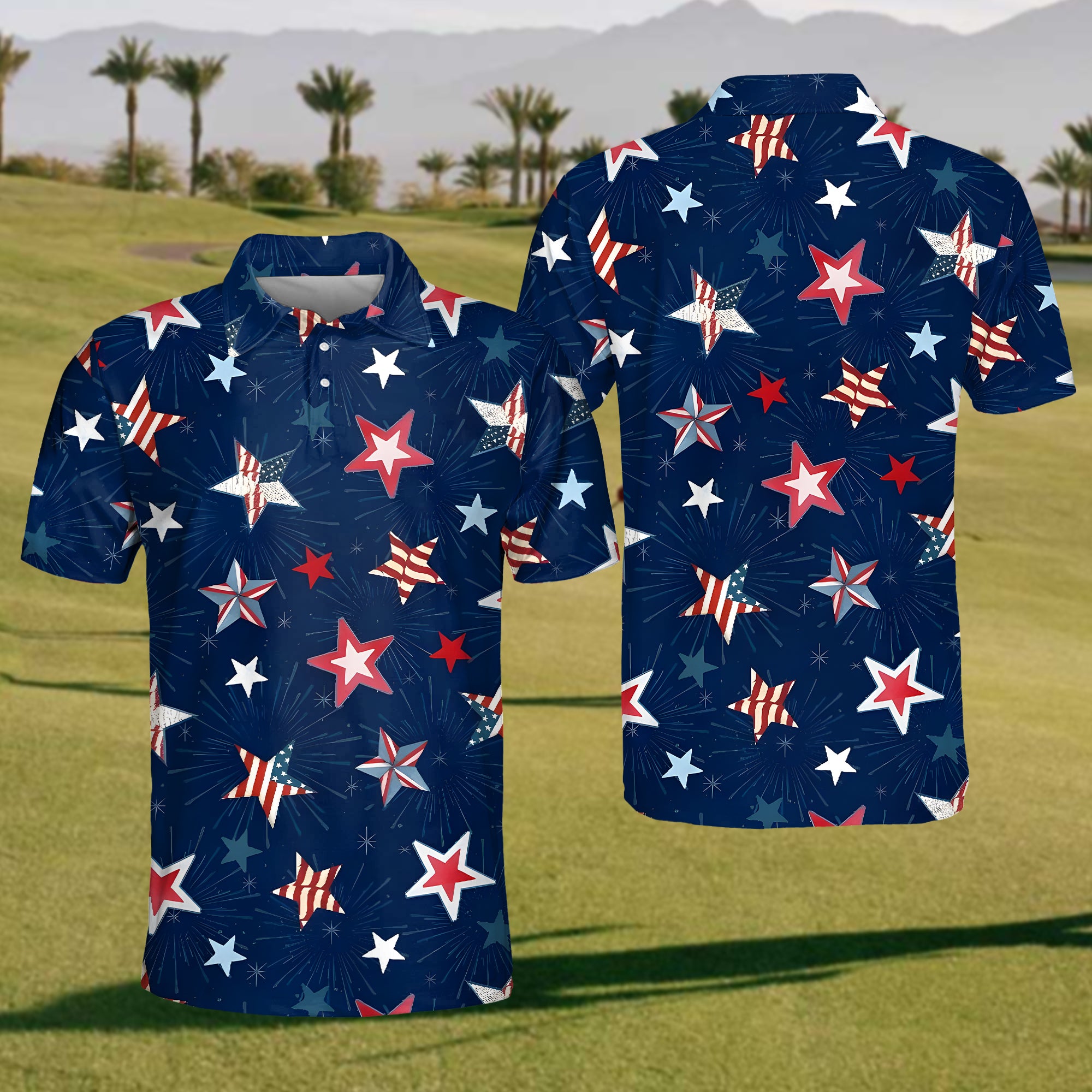 Star Print Polo Shirt