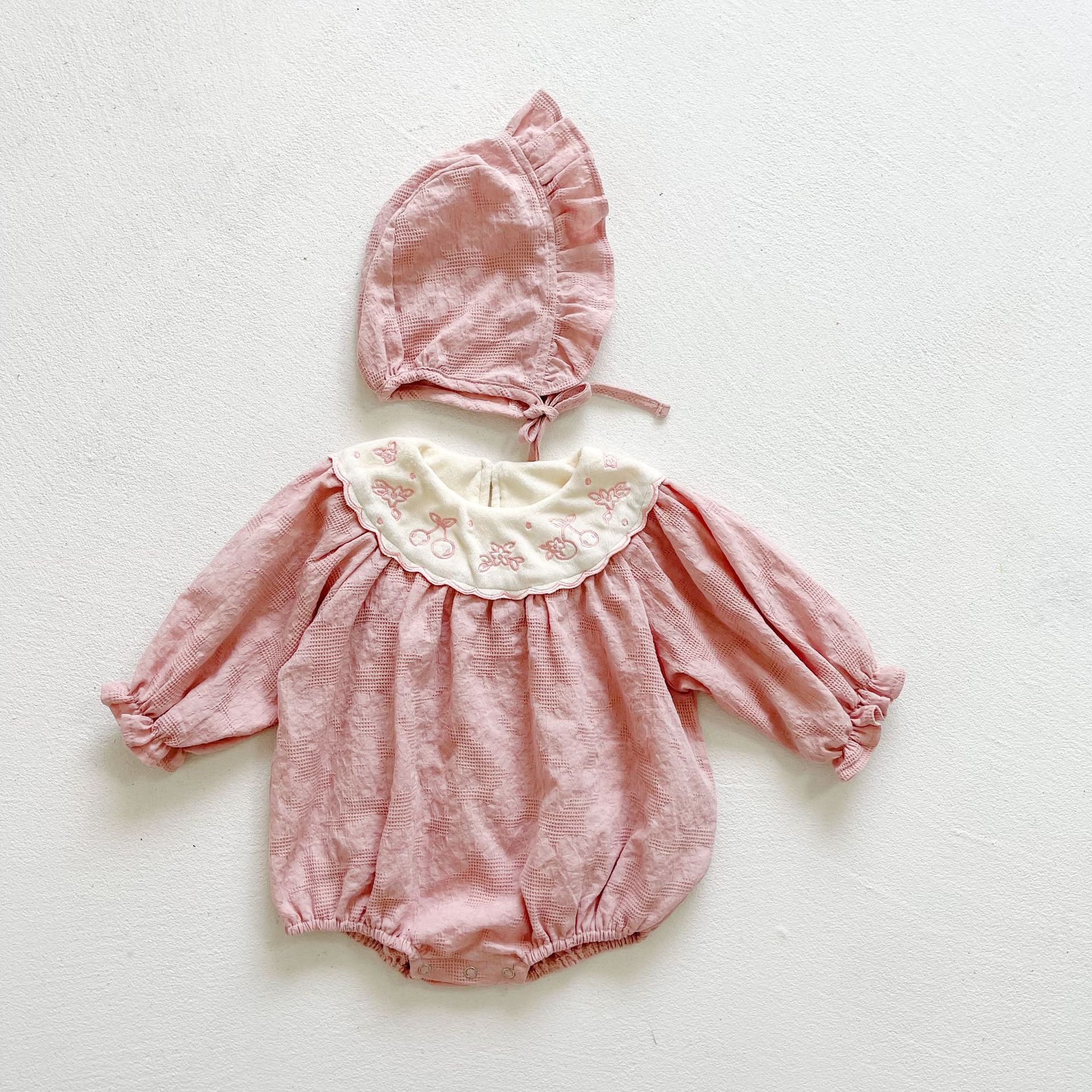 2022 spring and autumn newborn baby girl dresses baby loose embroidered collar long sleeve triangle romper jumpsuit alx