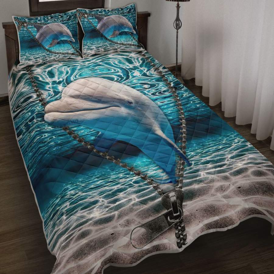 Dolphin Zipper Quilt Bed Set