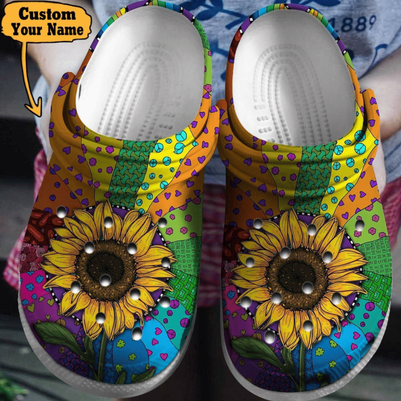 Sunflower Hippie Colorful clog Shoes Personalized Hippie