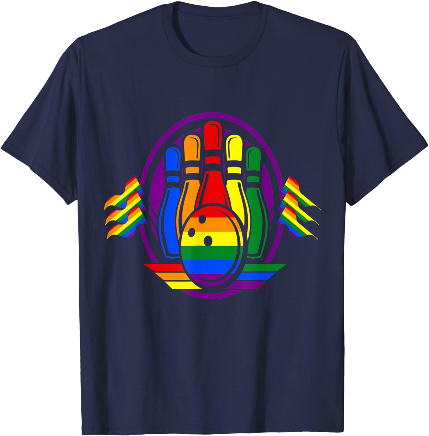 Bowling Rainbow Shirts, Lgbtq Cool Gift For Gay Pride Ally Equality T-Shirt