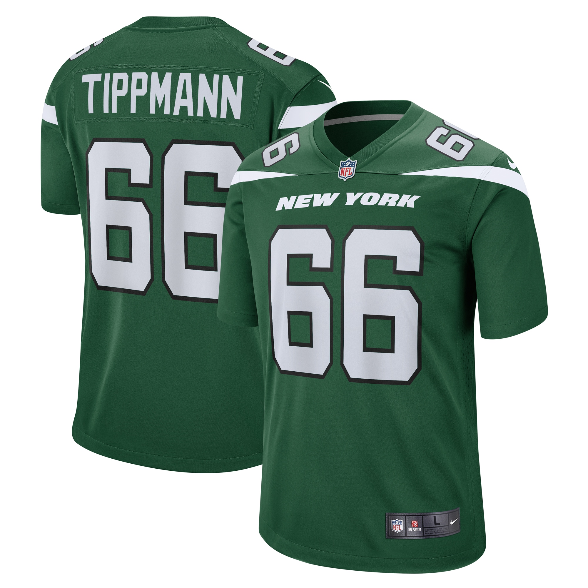 Joe Tippmann New York Jets Game Jersey – Gotham Green