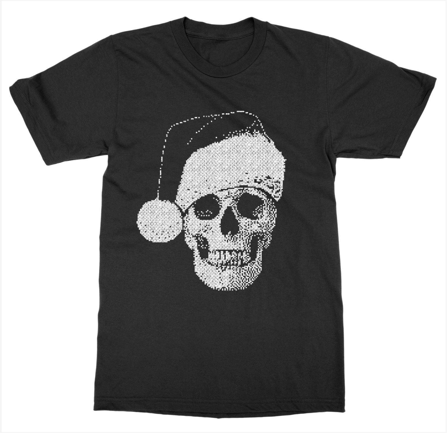 Skull Xmas Shirt,2020 Short Sleeve For Men Clothing Summer Christmas Skull T Shirt Merry Christmas Holiday Santa Xmas Gift Ugly Sweater Tee Shirt From Chenzhen2020,