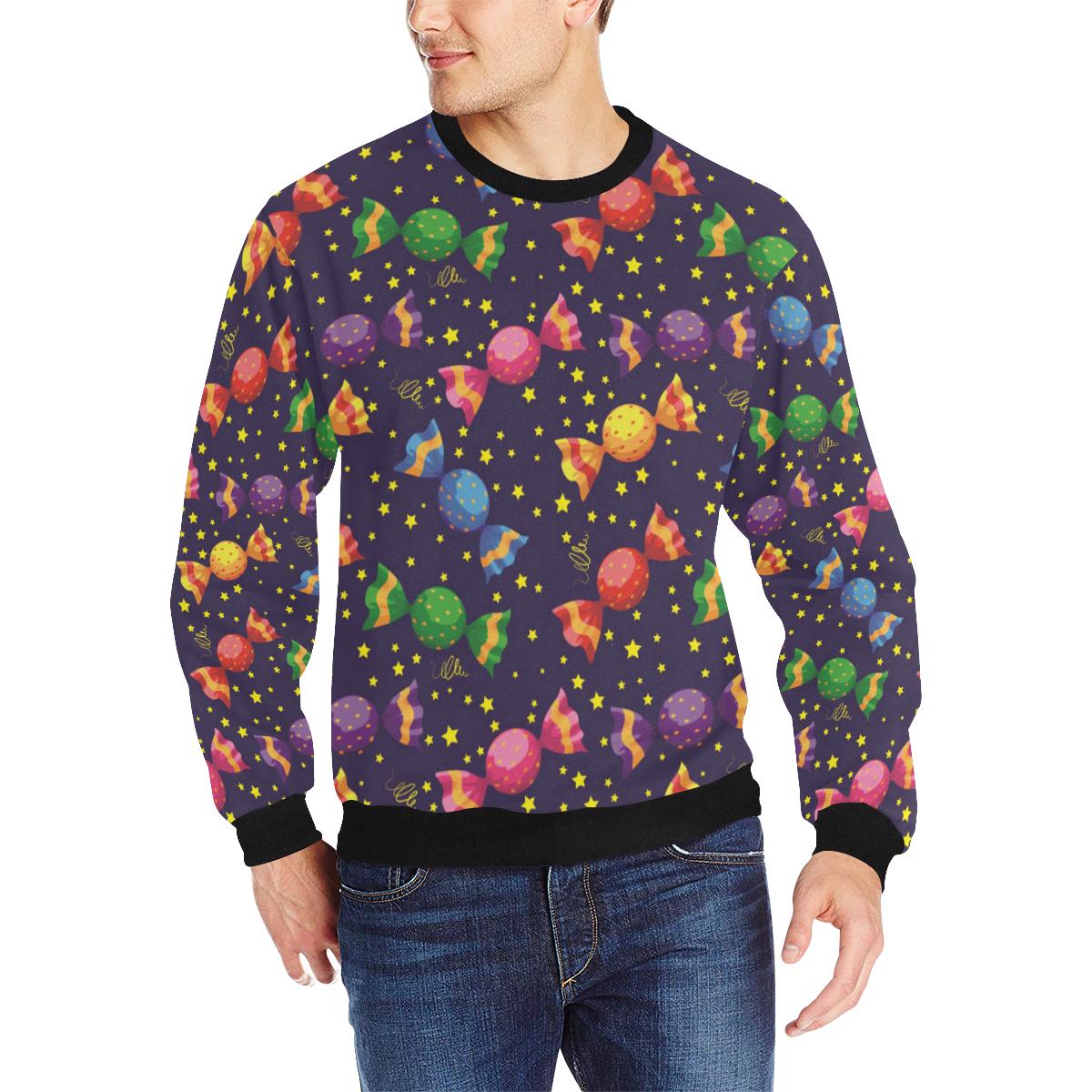 Candy Star Pattern Men’s Crew Neck Sweatshirt