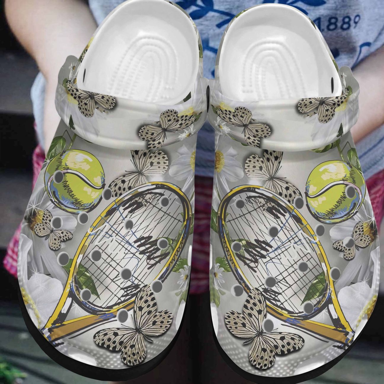 Tennis Personalized Clog, Custom Name, Text, Color, Number Fashion Style For Women, Men, Kid, Print 3D Butterfly