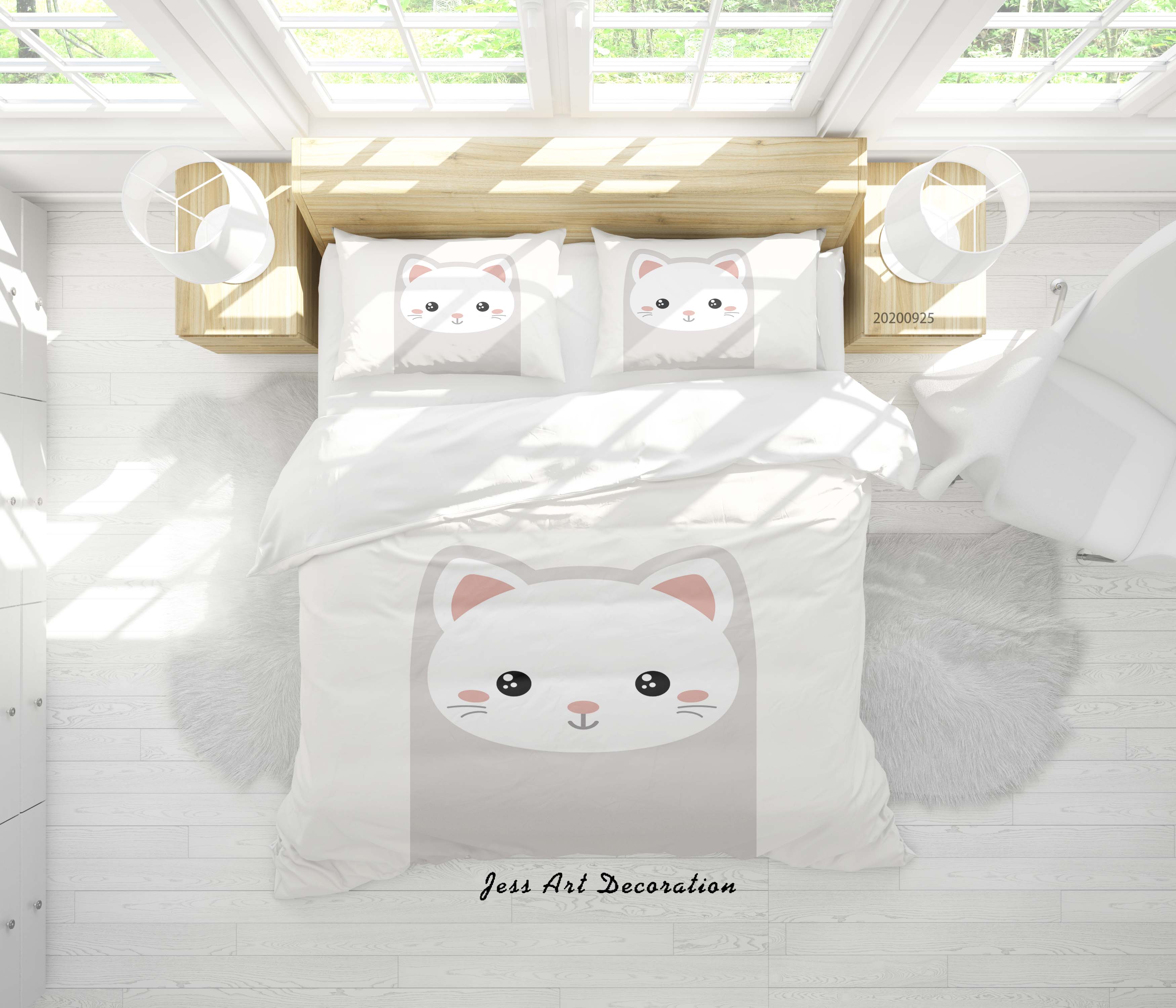 3D Cartoon Animal Cat Pattern Quilt Cover Set Bedding Set Duvet Cover Pillowcases Wj 6474