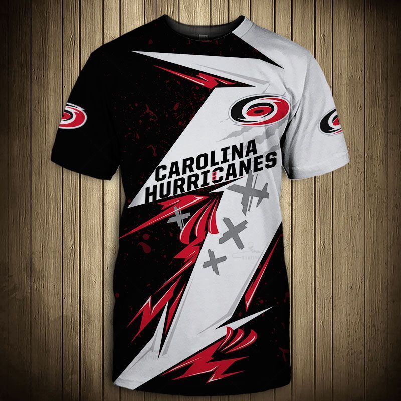 Carolina Hurricanes T-Shirt 3D Thunder Design Short Sleeve