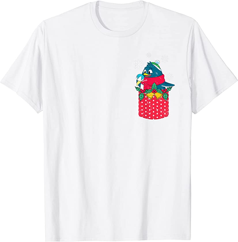 Cute Christmas Zoo Animal Merry Xmas Pocket Penguin T-Shirt