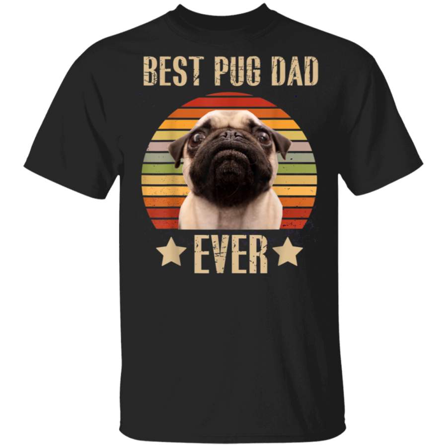 Mens Retro Vintage Best Pug Dad Ever Father’s Day T-Shirt