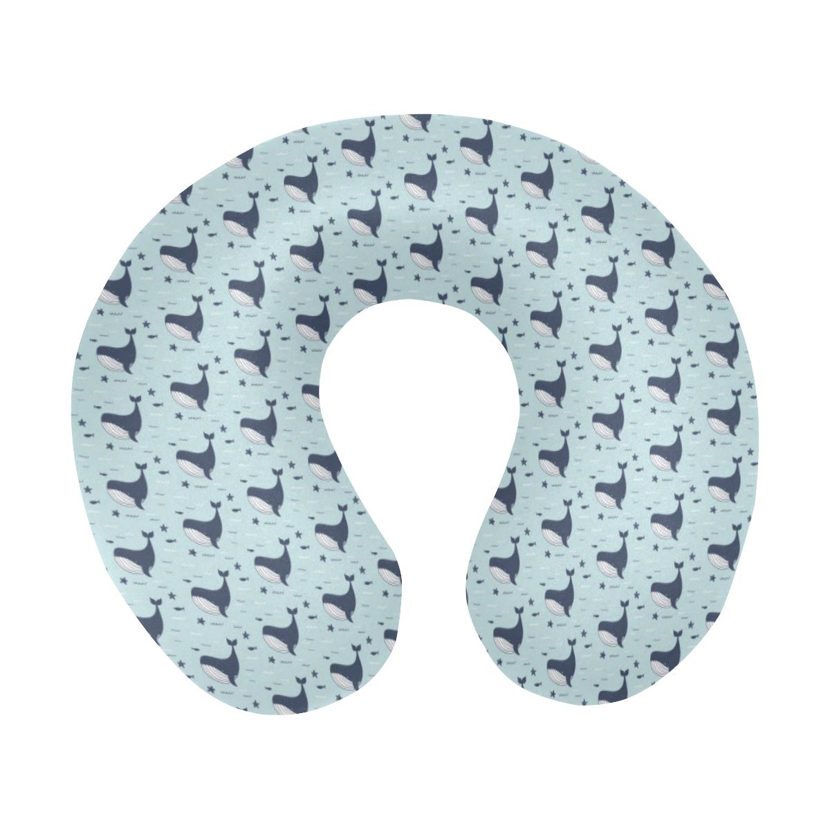 Whale Cute Design Themed Print U-Shaped Travel Neck Pillow