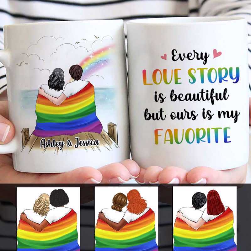 LGBT Couple On The Bridge Personalized Mug