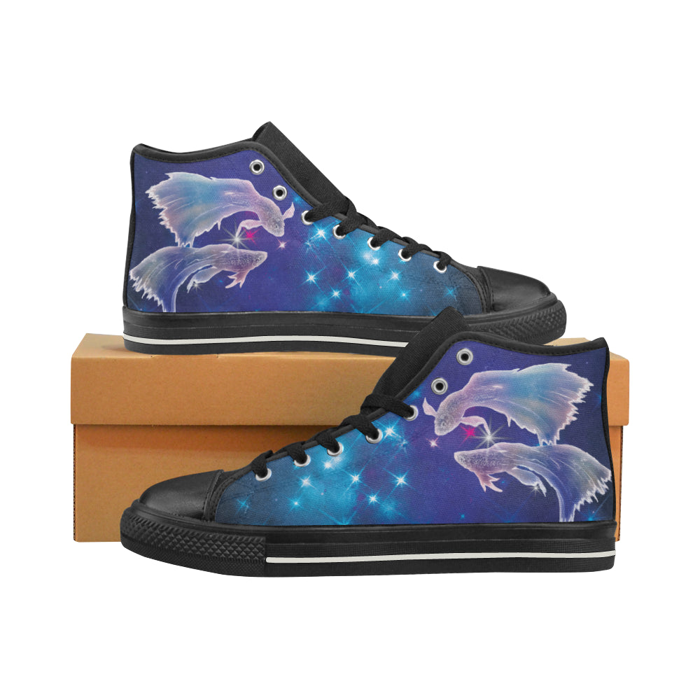 Pisces Black High Top Canvas Shoes for Kid