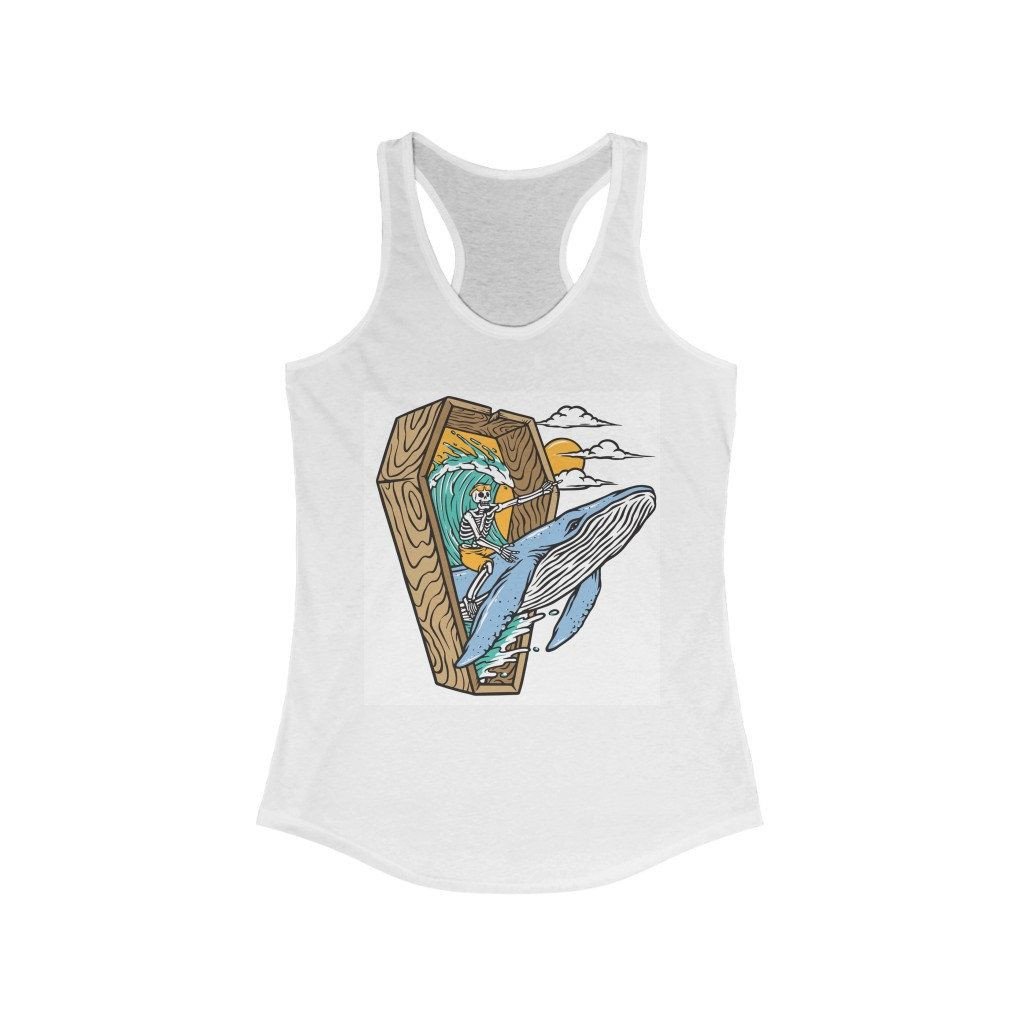 Whale Riding Skeleton Ideal Racerback Tank