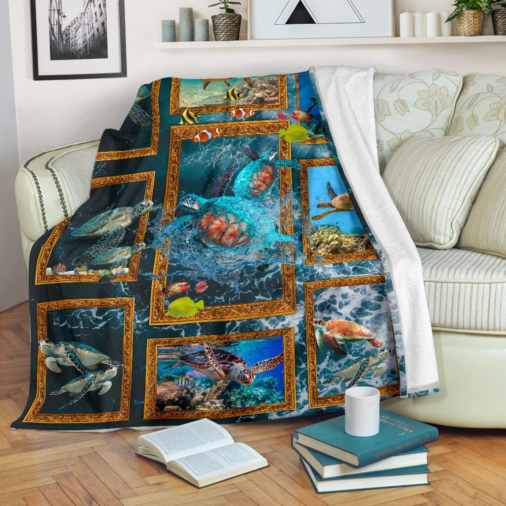 3D Ocean Turtle blanket Gift Family