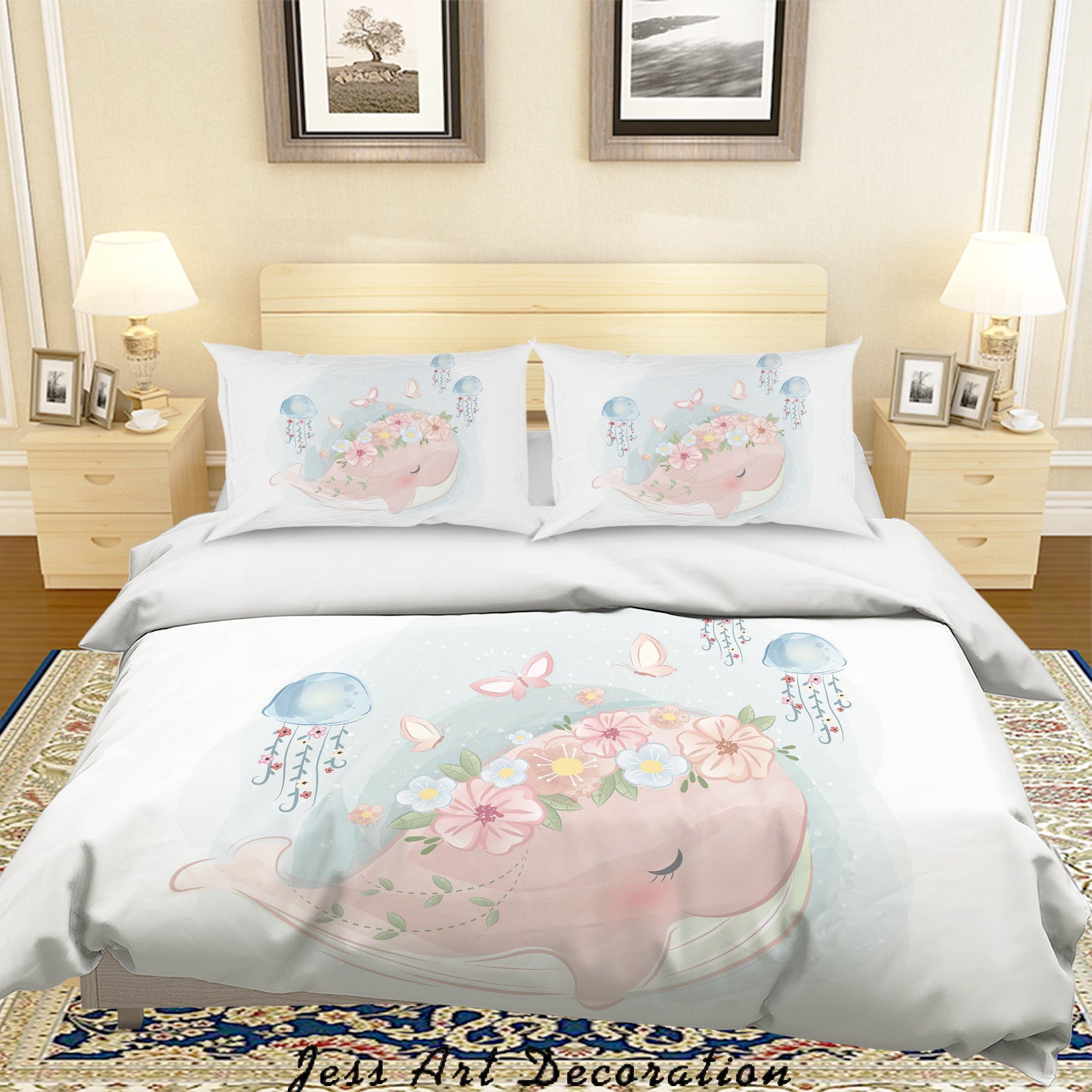 3D Watercolor Pink Dolphin Quilt Cover Set Bedding Set Pillowcases 43