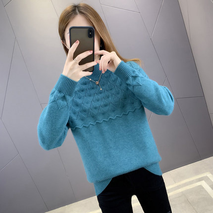 Women Knitted Sweaters Vintage Long Sleeve Loose Female Pullovers Chic Tops Mock Neck Sweater Basic Ladies Jumper Fall Winter alx