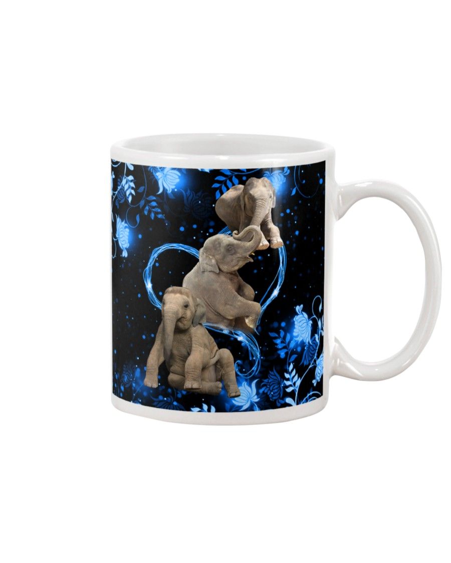 Elephant Twinkling blue heart Mug White 11Oz