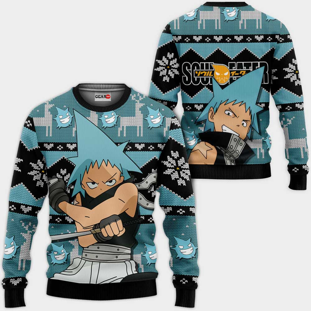 Black Star Ugly Christmas Sweater Custom Anime Soul Eater Xmas Gifts