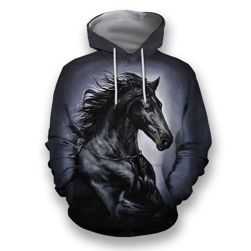 3D All Over Print Black Horse Art Nk