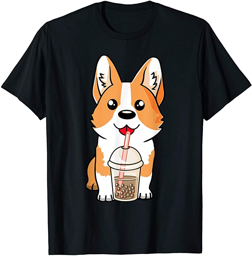 Boba Tea Corgi Dog Puppy Lover Kawaii Japanese Anime Gift T-Shirt