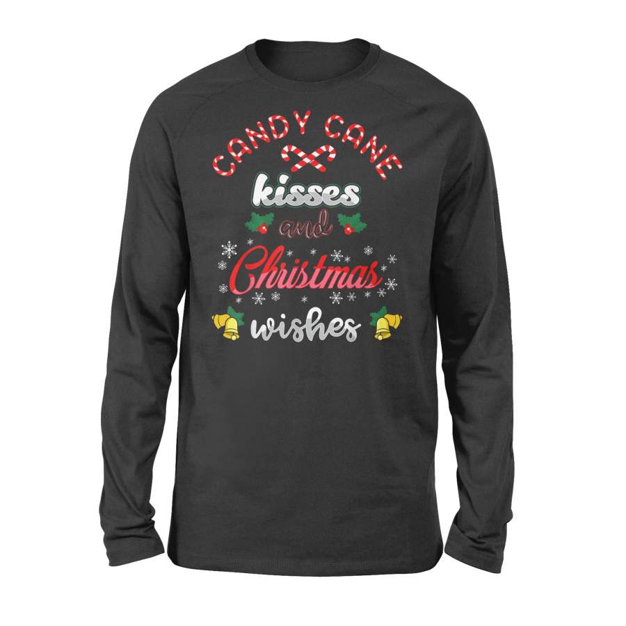 Candy Cane Wishes and Christmas Wishes Holiday Peppermint T-Shirt – Standard Long Sleeve