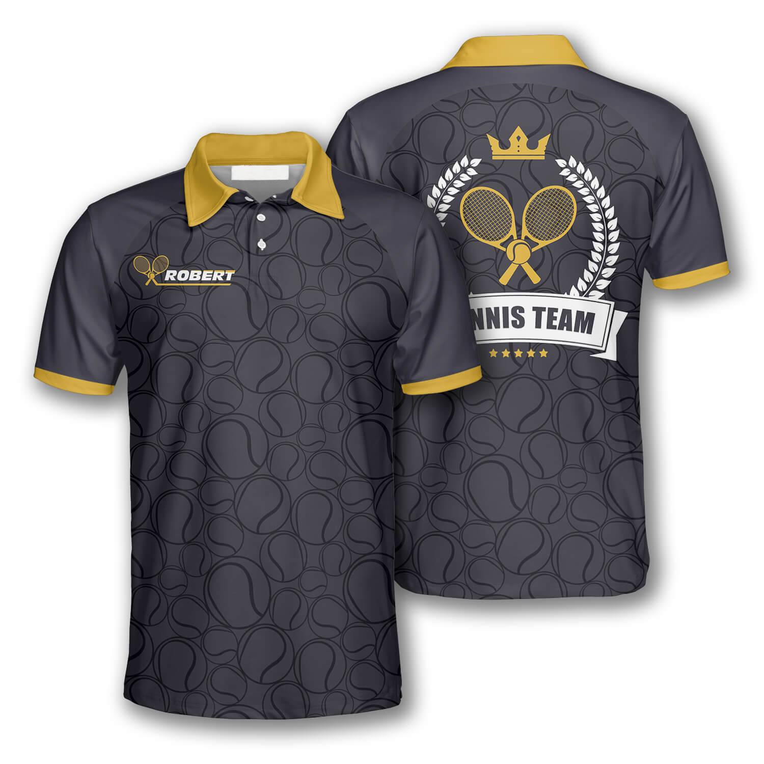 Tennis Balls Pattern Crown Emblem Custom Tennis Shirts For Men