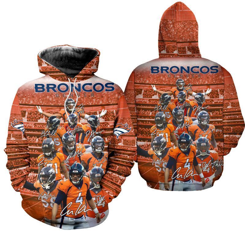 Denver Broncos Hoodie 3D Zipper Hoodie Zip Hoodie 3D Zipper Hoodie Apparel Tnt 00392