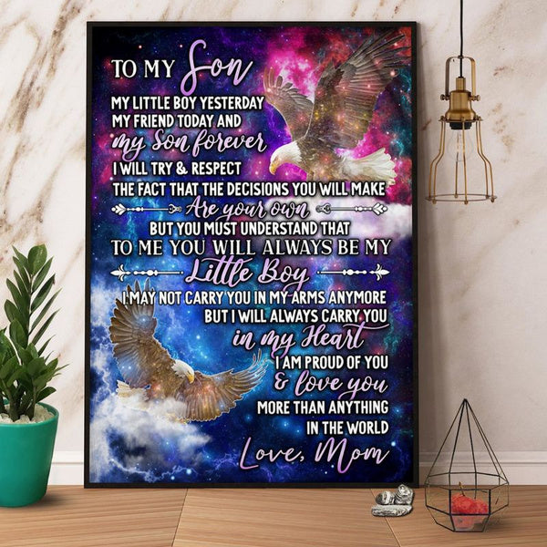 To My Son You Will Always Be My Little Boy Portrait Poster And Canvas Gift For Son Home Decor Wall Art Visual Art