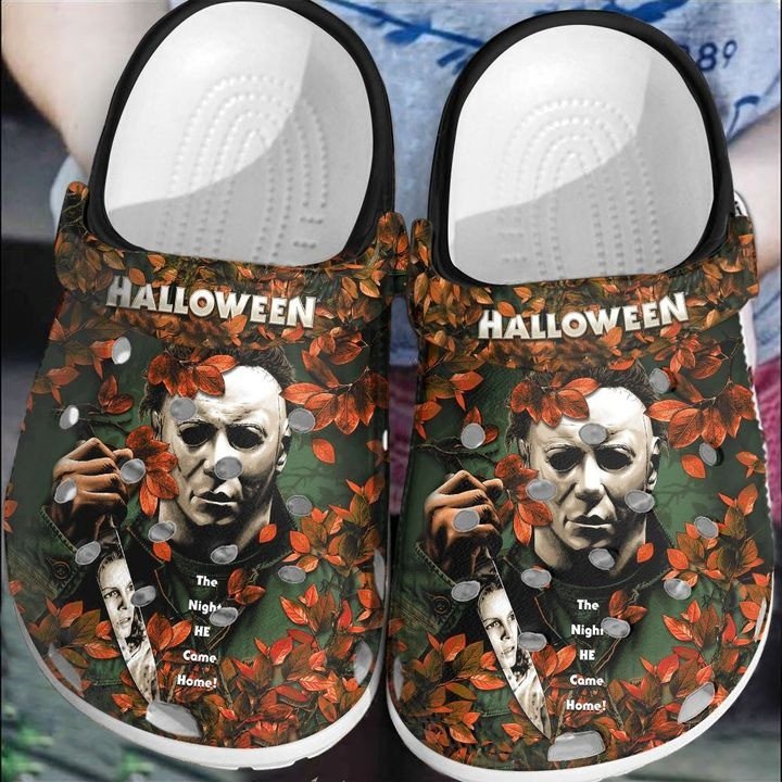 Challoween Michael Myers The Night He Come Home Rubber Crocs Crocband Clogs, Comfy Footwear