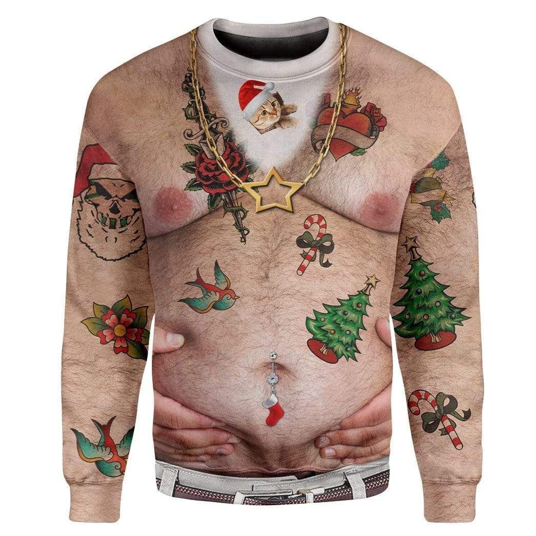 Gearhumans Custom T-Shirt – Long Sleeves Ugly Christmas Santa Sweater Jumper