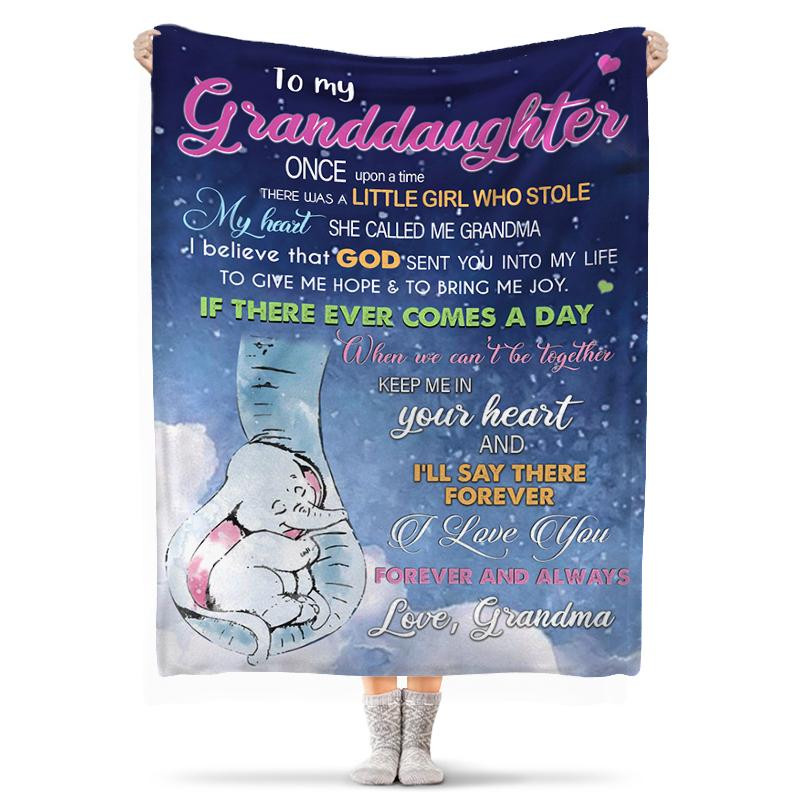 Personalized To My Granddaughter Blanket Lovely Elephant Blanket Fleece Blanketshe Called Me My Grandma Blanket Birthday Gift Mother’S Day Gift Christmas Gift