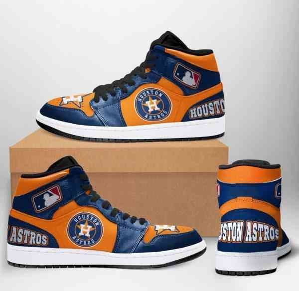 Houston Astros Baseball Design Air Jordan 1 Mid Printing Shoes Sneaker